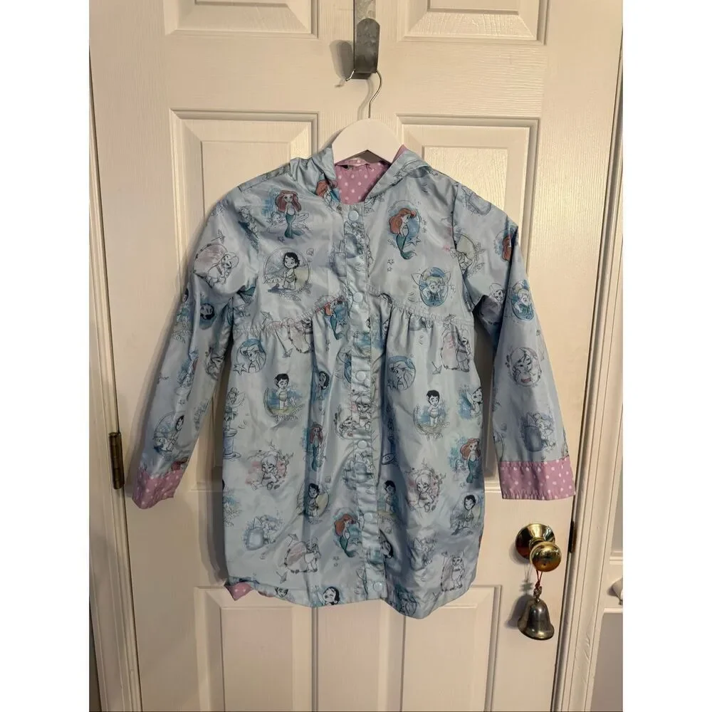 Disney Baby Light Blue Rain Coat sz 7/8 EUC